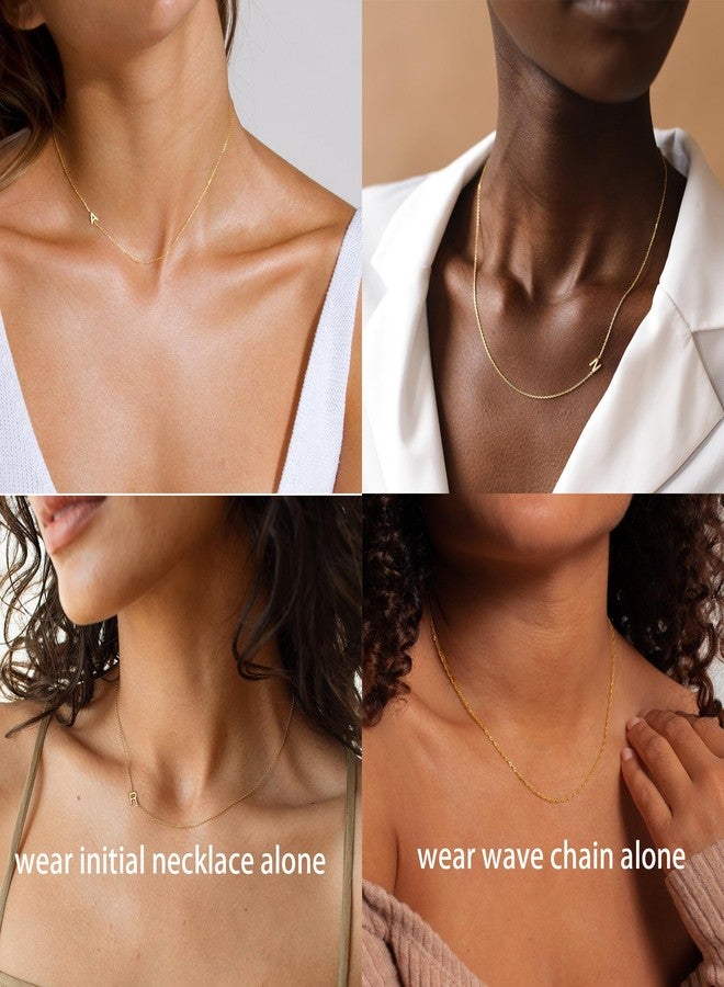 Ewrkbrㅤ Ewrkbr Layered Initial Necklaces for Women, Dainty Gold Letter Necklace Stack 14k Gold Plated Layering Sideways Initial Necklace Simple Gold Choker Necklace Fashion Womens Jewelry - Image 5